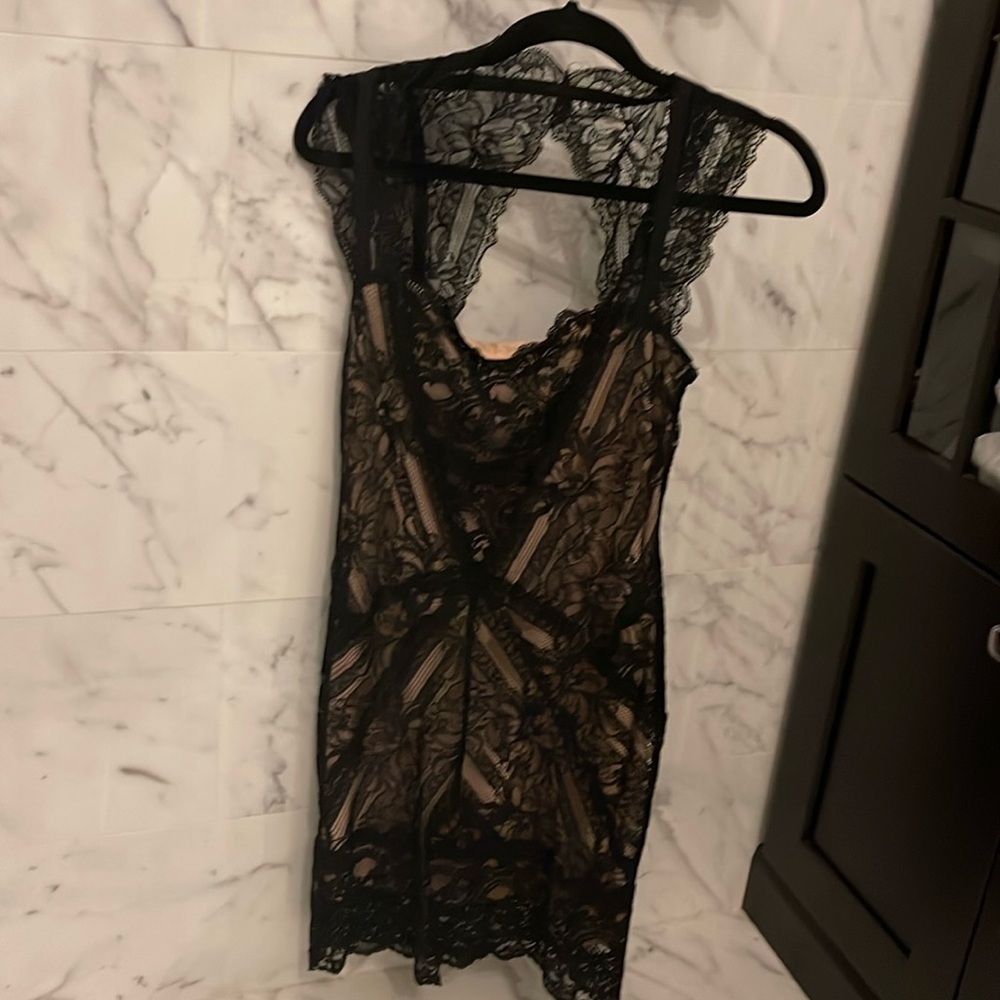 Nicole Miller, black mini lace dress
